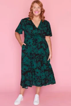 Lorraine Designs Casual Dresses | Loose Dresses*Michelle Midnight Green Dress