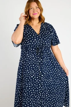 Lorraine Designs Fit & Flare Dresses | Midi Dresses*Michelle Navy & White Flecks Dress