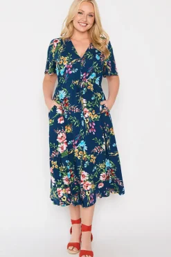 Lorraine Designs Fit & Flare Dresses | Midi Dresses*Michelle Navy In Bloom Dress