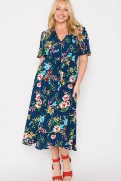 Lorraine Designs Fit & Flare Dresses | Midi Dresses*Michelle Navy In Bloom Dress