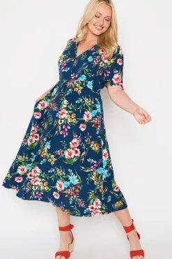 Lorraine Designs Fit & Flare Dresses | Midi Dresses*Michelle Navy In Bloom Dress