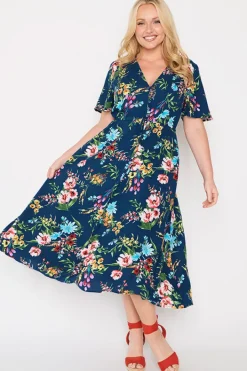 Lorraine Designs Fit & Flare Dresses | Midi Dresses*Michelle Navy In Bloom Dress