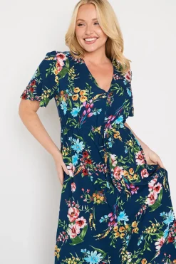 Lorraine Designs Fit & Flare Dresses | Midi Dresses*Michelle Navy In Bloom Dress