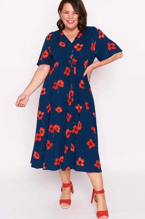 Lorraine Designs Fit & Flare Dresses | Midi Dresses*Michelle Red Poppy Fields Dress