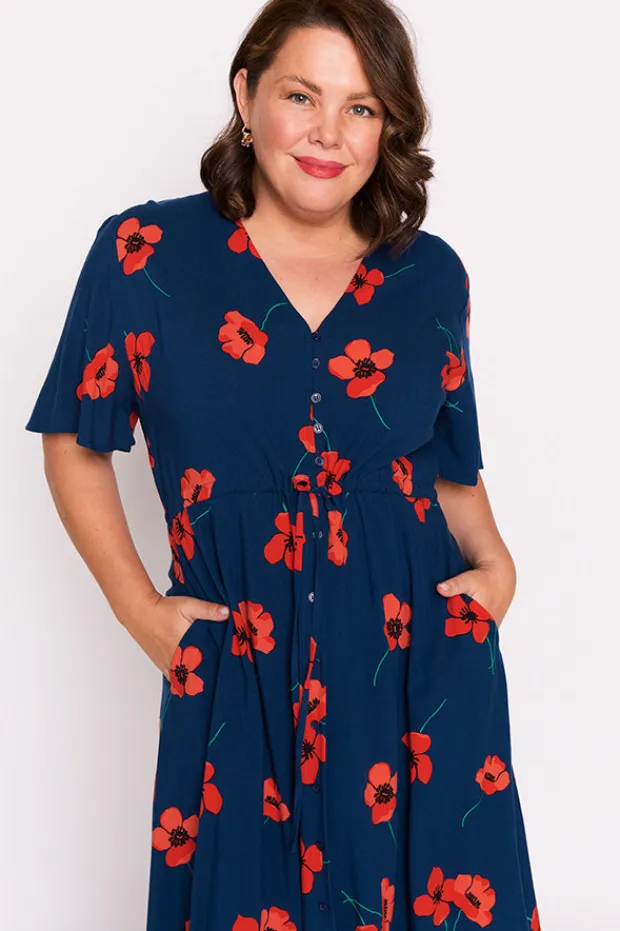 Lorraine Designs Fit & Flare Dresses | Midi Dresses*Michelle Red Poppy Fields Dress