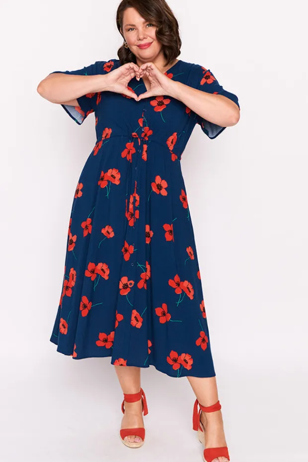 Lorraine Designs Fit & Flare Dresses | Midi Dresses*Michelle Red Poppy Fields Dress