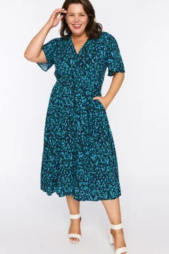 Lorraine Designs Midi Dresses | Fit & Flare Dresses*Michelle Teal Dash Dress