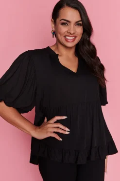 Lorraine Tops*Monte Black Blouse