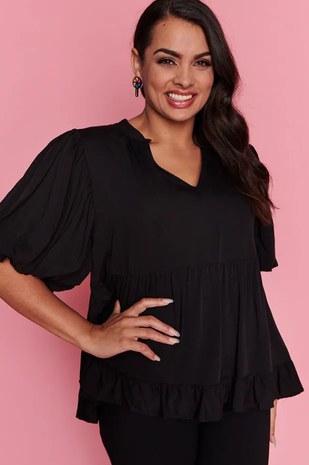 Lorraine Tops*Monte Black Blouse