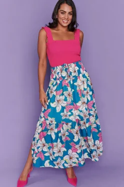 Lorraine Designs Skirts*Nice Teal Lillies Skirt