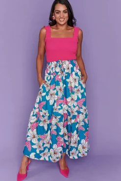 Lorraine Designs Skirts*Nice Teal Lillies Skirt