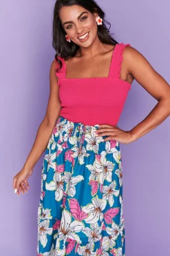 Lorraine Designs Skirts*Nice Teal Lillies Skirt