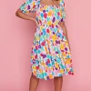 Lorraine Designs Off The Shoulder Dresses | Cocktail Dresses*Nyla White Rainbow Pebble Dress