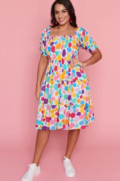 Lorraine Designs Off The Shoulder Dresses | Cocktail Dresses*Nyla White Rainbow Pebble Dress