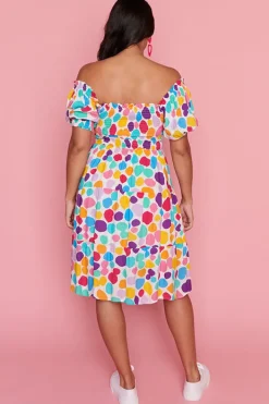 Lorraine Designs Off The Shoulder Dresses | Cocktail Dresses*Nyla White Rainbow Pebble Dress