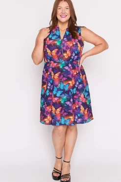 Lorraine Designs Fit & Flare Dresses | Knee Length Dresses*Oscar Butterfly Rainbow Dress