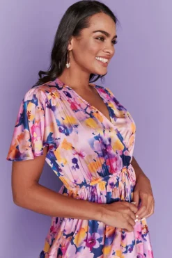 Lorraine Designs Cocktail Dresses | Fit & Flare Dresses*Peyton Watercolour Rose Party Dress