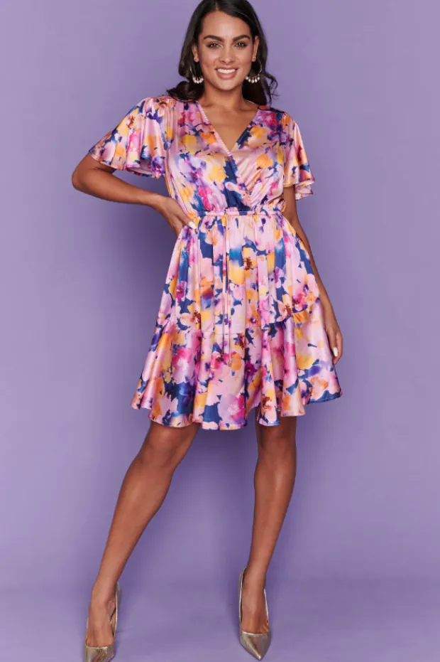 Lorraine Designs Cocktail Dresses | Fit & Flare Dresses*Peyton Watercolour Rose Party Dress