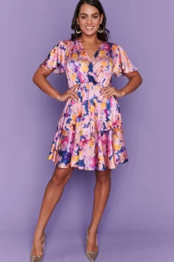 Lorraine Designs Cocktail Dresses | Fit & Flare Dresses*Peyton Watercolour Rose Party Dress