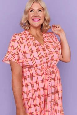 Lorraine Designs Casual Dresses | Fit & Flare Dresses*Pippa Pink Check Dress