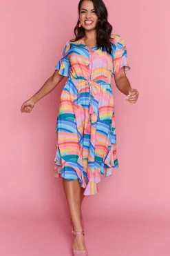 Lorraine Designs Casual Dresses | Fit & Flare Dresses*Pippa Rainbowscape Dress
