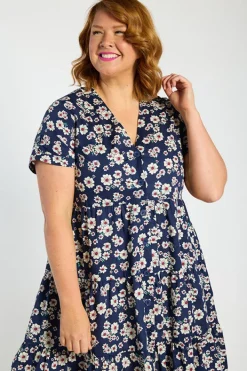 Lorraine Designs Shirt Dresses | Shift Dresses*Popping Navy Daisy Dress