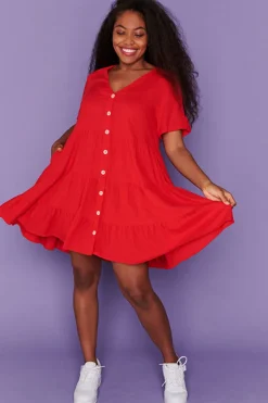Lorraine Designs Casual Dresses | Shirt Dresses*Poppy Red Dress