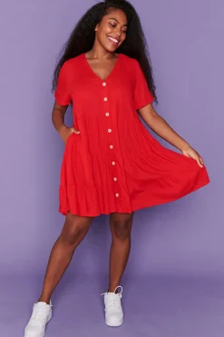 Lorraine Designs Casual Dresses | Shirt Dresses*Poppy Red Dress