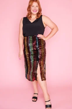 Lorraine Designs Skirts*Presley Stripe Sequins Skirt