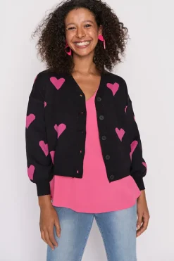 Lorraine Designs Knits & Cardigans*Queen of Hearts Black & Pink Cardi