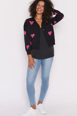Lorraine Designs Knits & Cardigans*Queen of Hearts Black & Pink Cardi