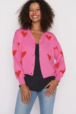 Lorraine Designs Knits & Cardigans*Queen of Hearts Pink & Red Cardi