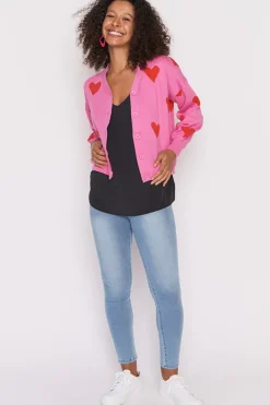 Lorraine Designs Knits & Cardigans*Queen of Hearts Pink & Red Cardi