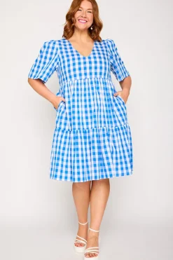 Lorraine Designs Shift Dresses | Loose Dresses*Rachelle Cobalt Gingham Dress
