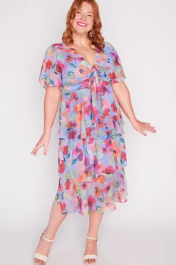 Lorraine Designs Cocktail Dresses | Midi Dresses*Rowen Whimsical Water Colour Dress