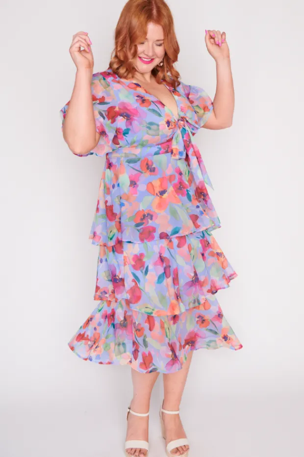 Lorraine Designs Cocktail Dresses | Midi Dresses*Rowen Whimsical Water Colour Dress
