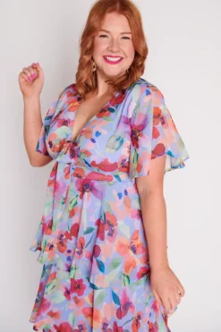 Lorraine Designs Cocktail Dresses | Midi Dresses*Rowen Whimsical Water Colour Dress
