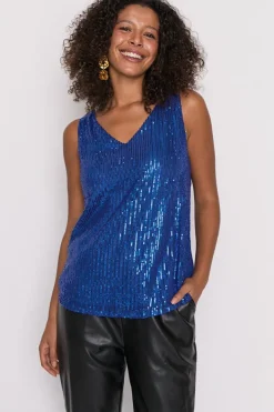 Lorraine Designs Tops*Rylee Cobalt Sequins Party Tank