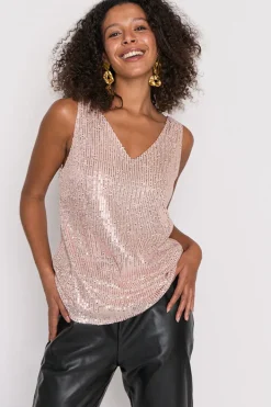 Lorraine Designs Tops*Rylee Rose Gold Sequins Party Tank
