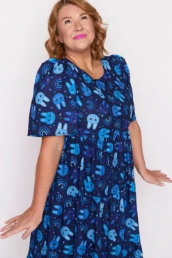 Lorraine Designs Midi Dresses*Saturn Blue Bunnies Dress