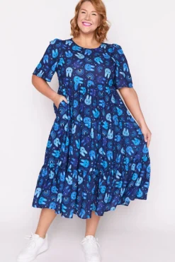 Lorraine Designs Midi Dresses*Saturn Blue Bunnies Dress
