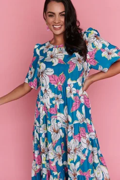 Lorraine Designs Casual Dresses | Shift Dresses*Saturn Teal Lillies Dress