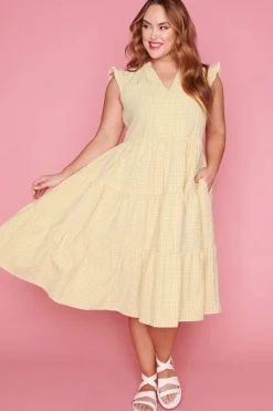 White Closet Casual Dresses | Fit & Flare Dresses*Selina Mustard Gingham Dress