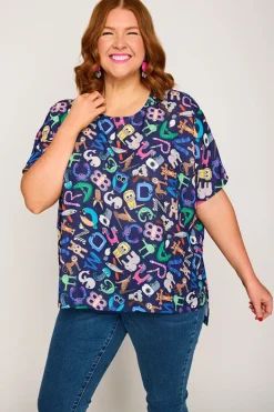 Lorraine Designs Tops | Casual Dresses*Serena Alpha Animals Top
