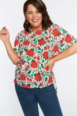 Lorraine Designs Tops*Serena Flowers Of Christmas Top