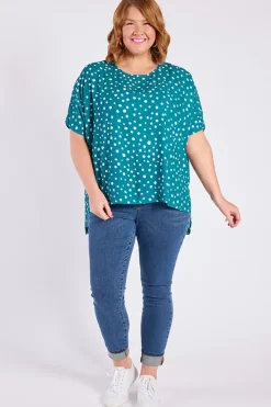 Lorraine Designs Tops | Casual Dresses*Serena Teal Spot Top