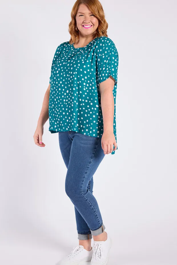 Lorraine Designs Tops | Casual Dresses*Serena Teal Spot Top