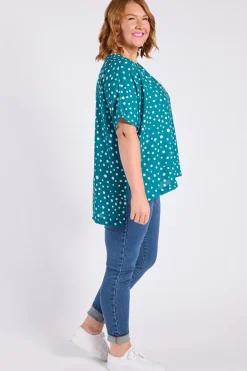 Lorraine Designs Tops | Casual Dresses*Serena Teal Spot Top