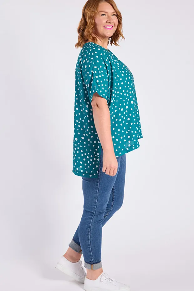 Lorraine Designs Tops | Casual Dresses*Serena Teal Spot Top