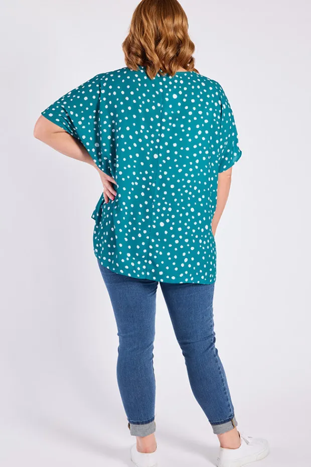 Lorraine Designs Tops | Casual Dresses*Serena Teal Spot Top